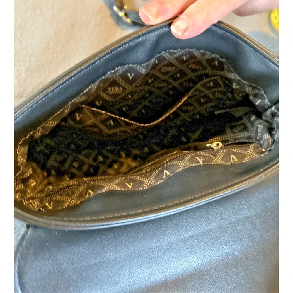 Vera New‎ York Black White Faux Snake Skin Silver Toned Studded Crossbody Purse